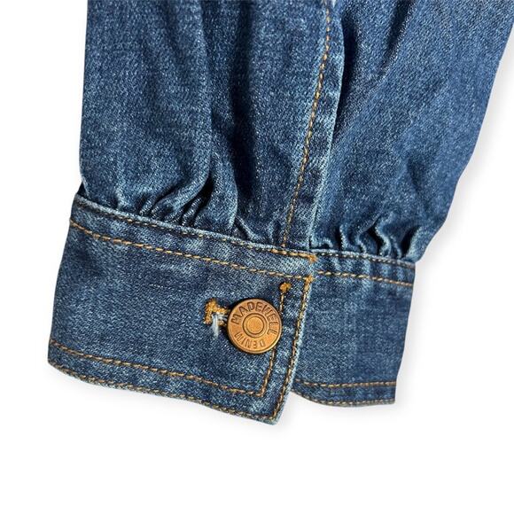 Madewell Denim Long Sleeve Jumpsuit SIZE 8 Indigo Coveralls Cropped CUTOFF HEM - Picture 14 of 15